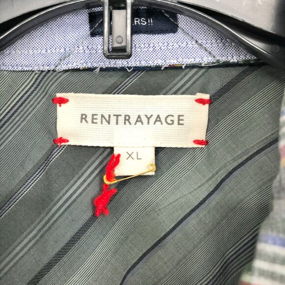 RENTRAYAGE Womens Upcycled Shirt XL Stripes Green Button Up Long Sleeve NWOT - Picture 5 of 6